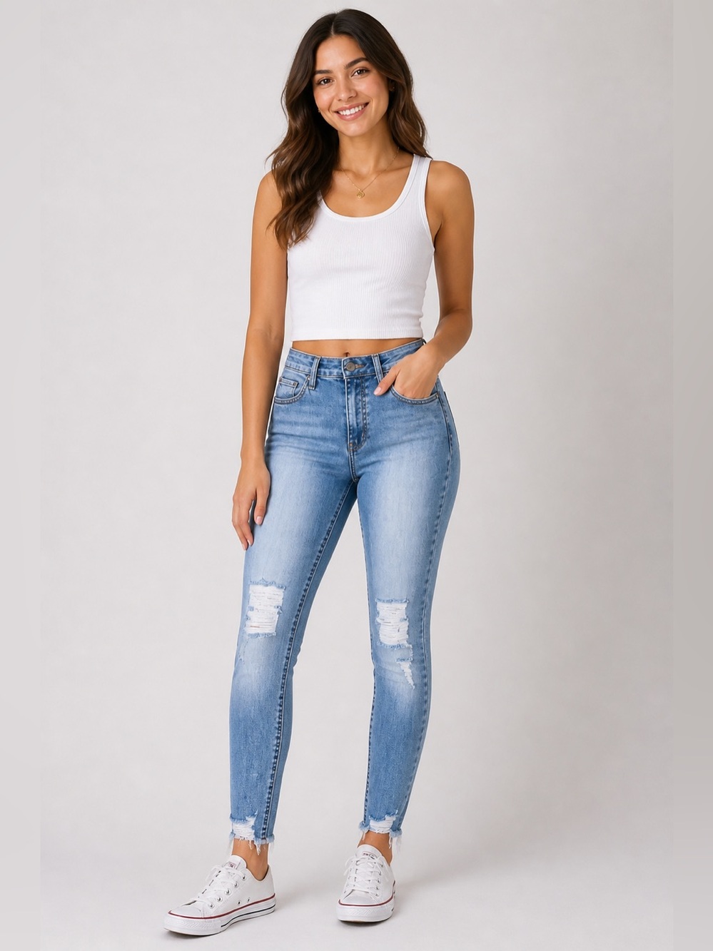 Jelly Jeans Size 7 Distressed Light Wash Skinny Jeans Raw Hem Stretch Denim